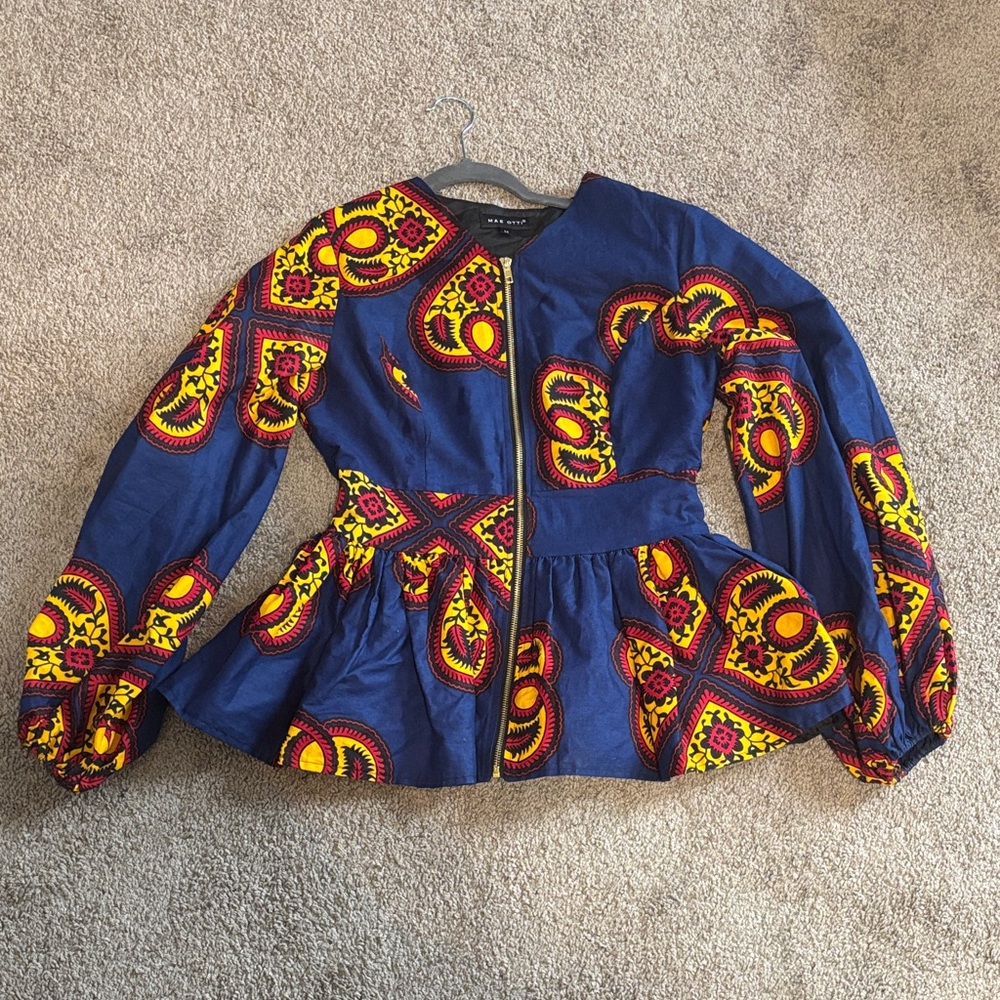 MAE OTTI Ankara African Print Top, Size Medium